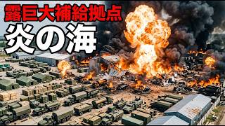ウクライナが露軍の巨大補給集積所を一撃で消し飛ばす──トラックと物資の山が一瞬で炎の海に