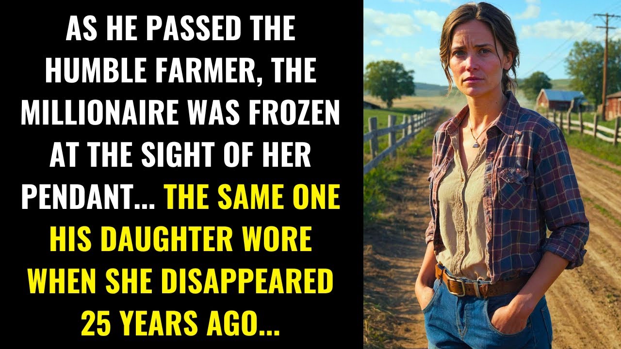THE MILLIONAIRE FROZE WHEN HE SAW THE FARMER'S PENDANT... THE SAME ONE HIS MISSING DAUGHTER WORE...