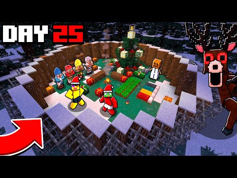 99 Nights in the CHRISTMAS Forest In Minecraft🔦