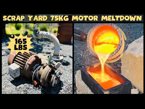 75KG Motor Melt Scrap Yard Find - Trash To Treasure - ASMR Metal Melting - BigStackD Copper Casting