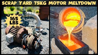 75KG Motor Melt Scrap Yard Find - Trash To Treasure - ASMR Metal Melting - BigStackD Copper Casting