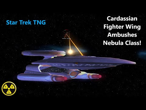 Nebula Class VS Cardassian Fighter Wing | AMBUSH | Star Trek Ship Battles | Bridge Commander |