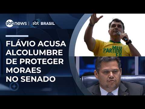 Flávio Bolsonaro critica Moraes e Alcolumbre durante agenda com Tarcísio em SP | #SBTBrasil