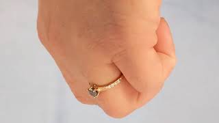 Round Cut Salt and Pepper Diamond Ring, Filigree 18k Rose Gold Engagement Ring