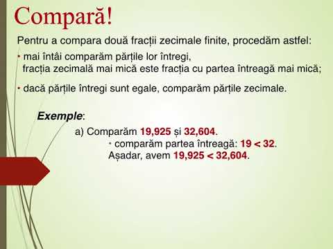 Compararea fractiilor zecimale