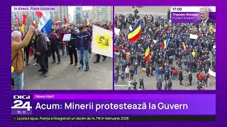 Minerii din Gorj protestează în fața Guvernului față de reducerea de personal de la CE Oltenia