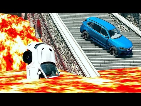 Cars vs Volcano Spit Lava all over the City - BeamNG Drive - 🔥 ULTIMATE Edition Compilation #13