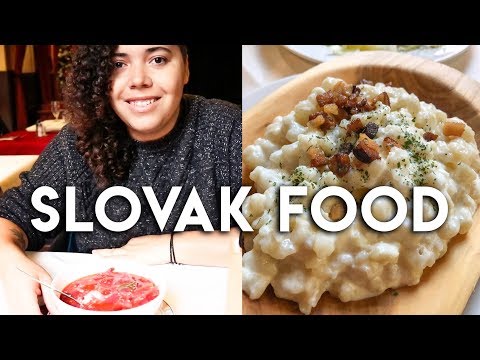 TOURISTS EAT SLOVAKIAN FOOD IN BRATISLAVA - Halušky