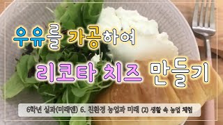 [실과]6학년 미래엔 6. 친환경 농업과 미래 (2)생활 속 농업 체험 - 선택활동 우유를 가공하여 치즈 만들기