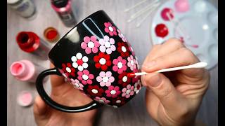EASY Q-Tip Flower Mug BEGINNERS Dot Mandala for Valentine's Day