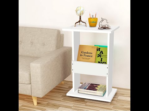Wooden Bedside Sofa Side Table With Book shelf
