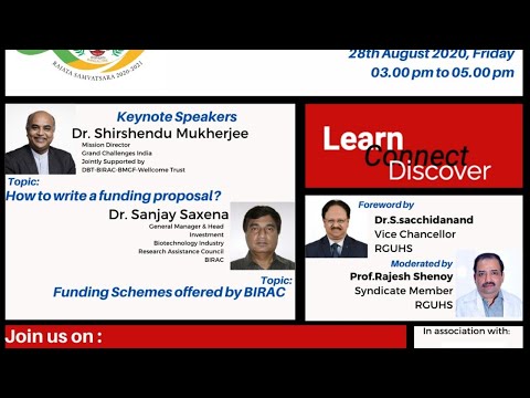 Vidyanupalana Webinar on Writing for Grants & Funding Schemes - BIRAC 28/08/20