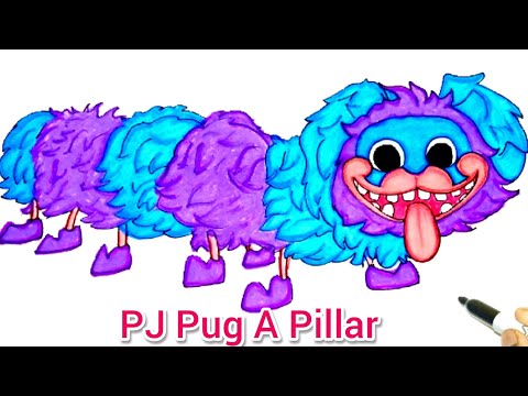 PJ Pug-A-Pillar Jumpscare | Poppy playtime | How To Draw + Colour a PJ Pug-A-Pillar