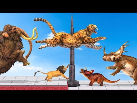 Who Can Avoid Giant Spike Dinosaurs or Prehistoric Animals and Modern Mammals Animal Revolt Battle