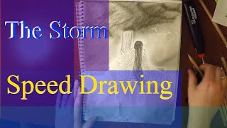 The Storm – Angel of 4 Wings Holding the Cross Close – Speed Drawing