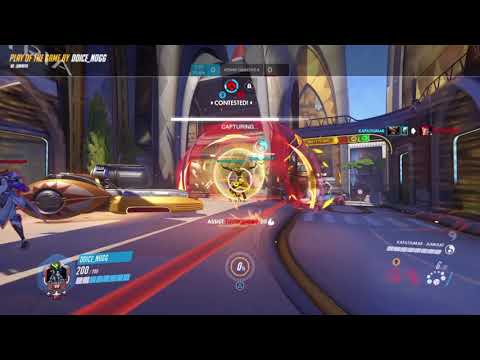 Zenyatta 3 ultimate cancel (almost). Zarya, Genji and Junkrat ultimates. D.Va survives to win.