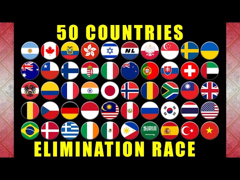 50 Countries Elimination Marble Race in Algodoo #13 \ Marble Race King