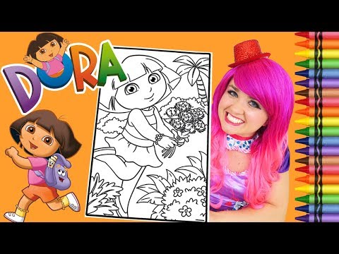 Coloring Dora The Explorer GIANT Coloring Book Page Crayola Crayons | KiMMi THE CLOWN Video