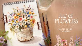 Rustic Jug of Flowers: Watercolor Tutorial
