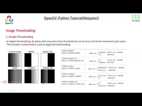 Simple Thresholding  | OpenCV-Python Computer Vision | Malayalam Tutorial | Part-18