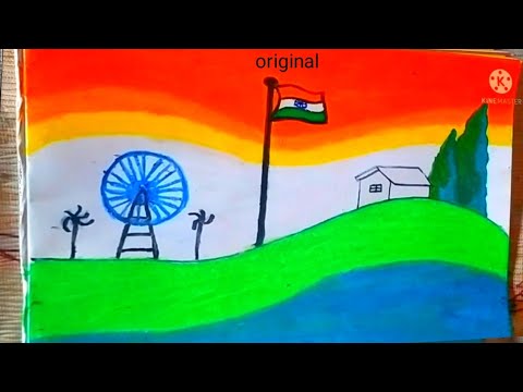 How To Draw Nature Scenery Drawing EASY / easy nature scenery drawing with Indian flag