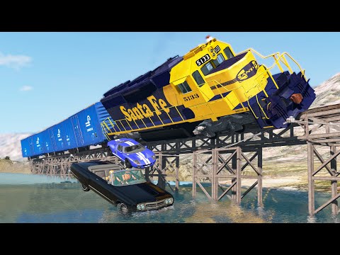 Railway Сrossing Train Сrashes #19 - Beamng drive