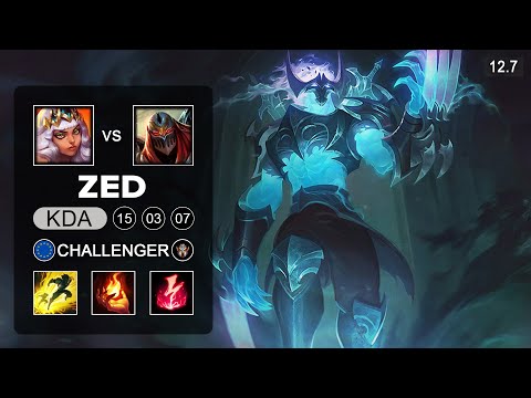 Zed vs Qiyana Mid - EUW Challenger - Patch 12.7 Season 12