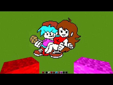 FNF Girlfriend-Boyfriend Pixel Art in Minecraft