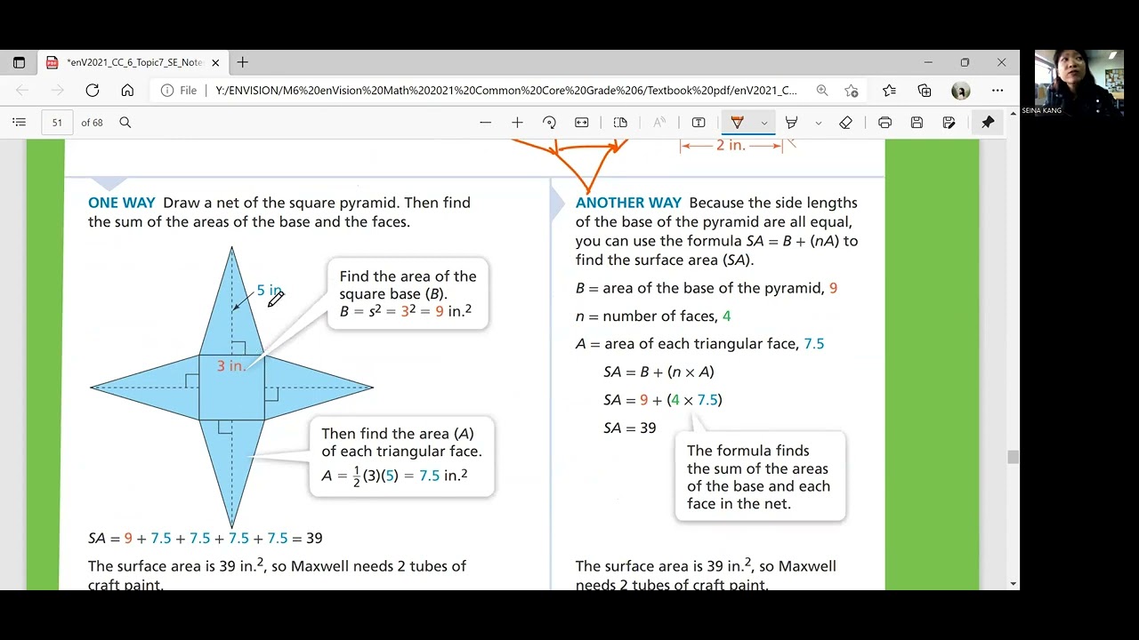 EnVision Math 6 Lesson 7-7: Find Surface Areas of Pyramids
