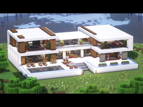 Minecraft: How To Build a Large Modern House Tutorial(#19) |  Minecraft Architecture, Modern House, House Building, Interior