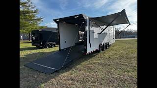 New 2026 Rock Solid Cargo 8.5x32 Bathroom/Race Trailer- Finished Interior-FLAT FRONT-7000LB Triple Torsion - 4X6 Escape Door - 25ft Awning