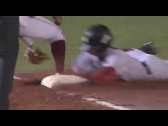 【3回裏】反撃への激走!! マリーンズ・加藤 左中間を破るタイムリー3ベースでヘッドスライディング!!  2014/8/6 M-E