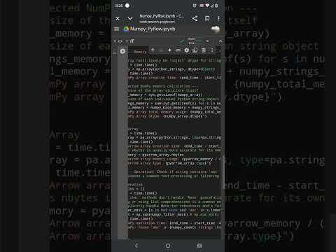 Numpy And Pyarrow Array Creation Memory Usage Array Operations Comparison