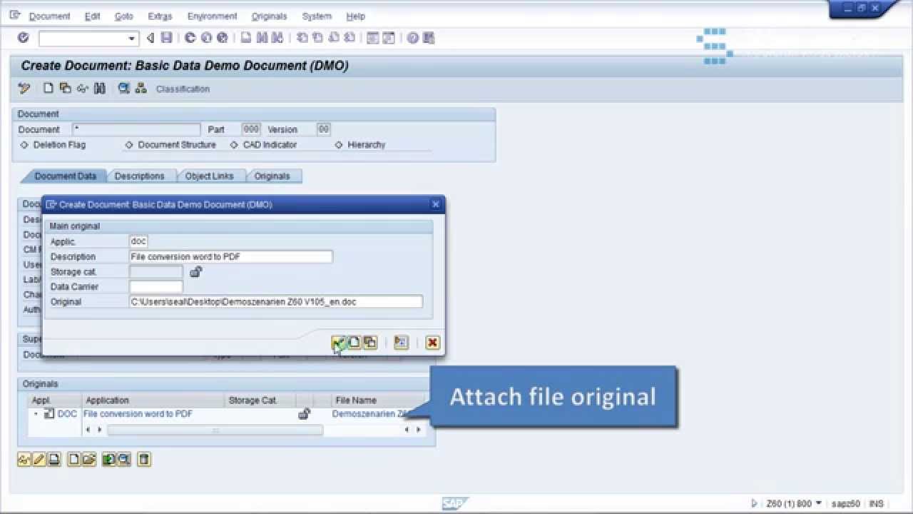 How to attach files to SAP DMS and automatically convert them to PDF