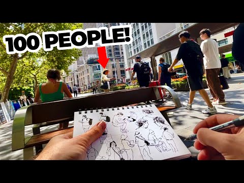 100 PEOPLE in 1 DAY Urban Sketching challenge!