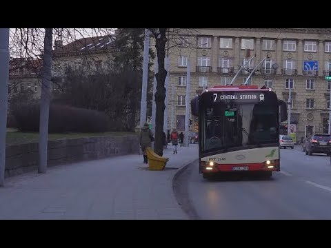 Lithuania, Vilnius, trolleybus 7 ride from Centro Poliklinika to Stotis