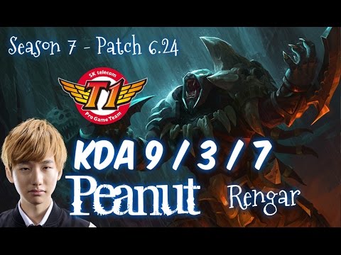 SKT T1 Peanut RENGAR vs REK'SAI Jungle - Patch 6.24 KR Ranked