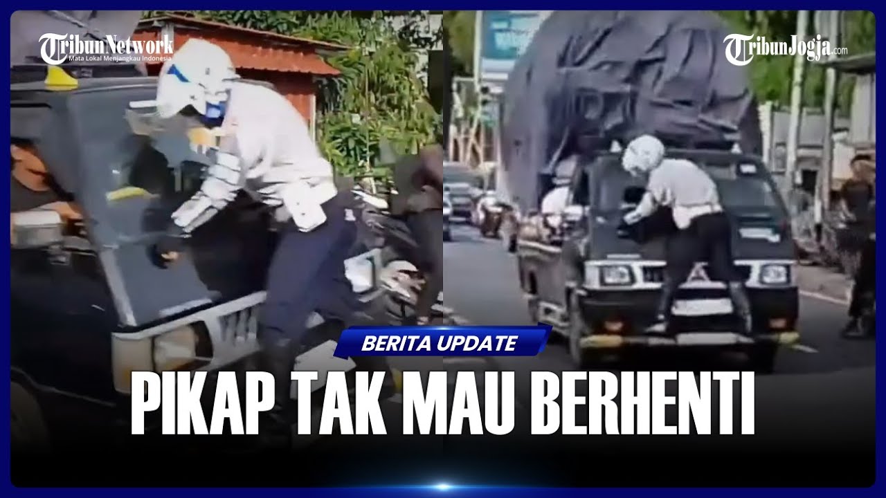 KRONOLOGI PETUGAS DISHUB NYANGKUT DI DEPAN PIKAP