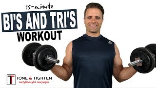 15-minute arm workout with dumbbells for biceps and triceps