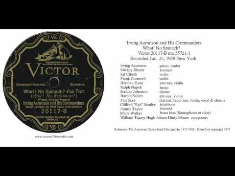 What! No Spinach - Irving Aaronson and His Commanders