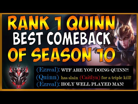 RANK 1 QUINN PERFORMS THE BEST COMEBACK OF SEASON 10 TO CARRY TEAM (BEAST MODE) - League of Legends