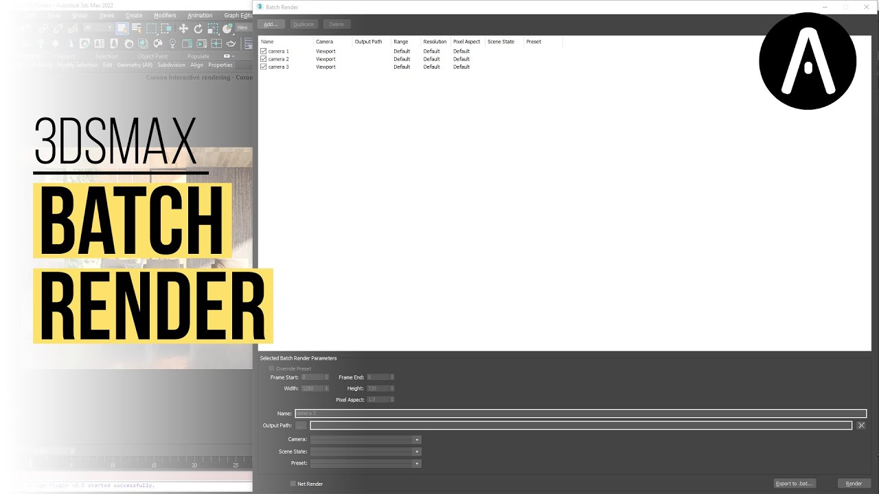 How to use Batch Render in 3ds max to render multiple cameras