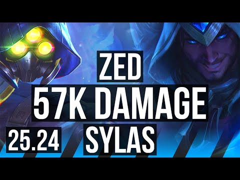 ZED vs SYLAS (MID) | 57K damage, Good KDA: 18/2/6, 4k gold comeback | KR Master | 25.24