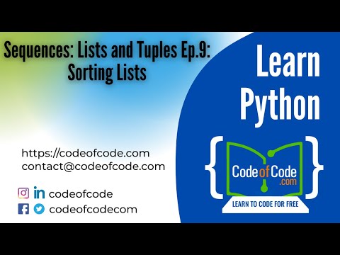Learn Python Chapter 05 Sequences Lists And Tuples Ep 9 Sorting Lists Codeofcode