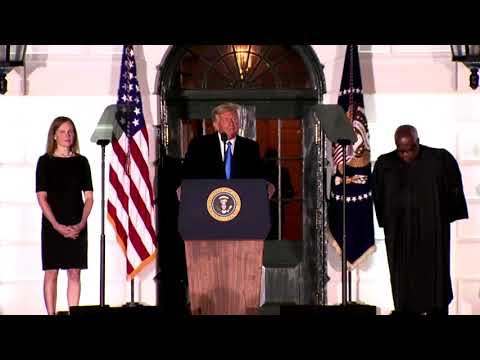 特朗普慶祝艾米-科尼-巴雷特宣誓就職。 (Trump celebrates as Amy Coney Barrett sworn in)