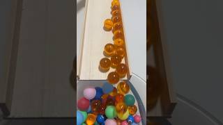 Marble run ASMR ☆Colorful Billiards marble & Dragon Ball　Wooden slope