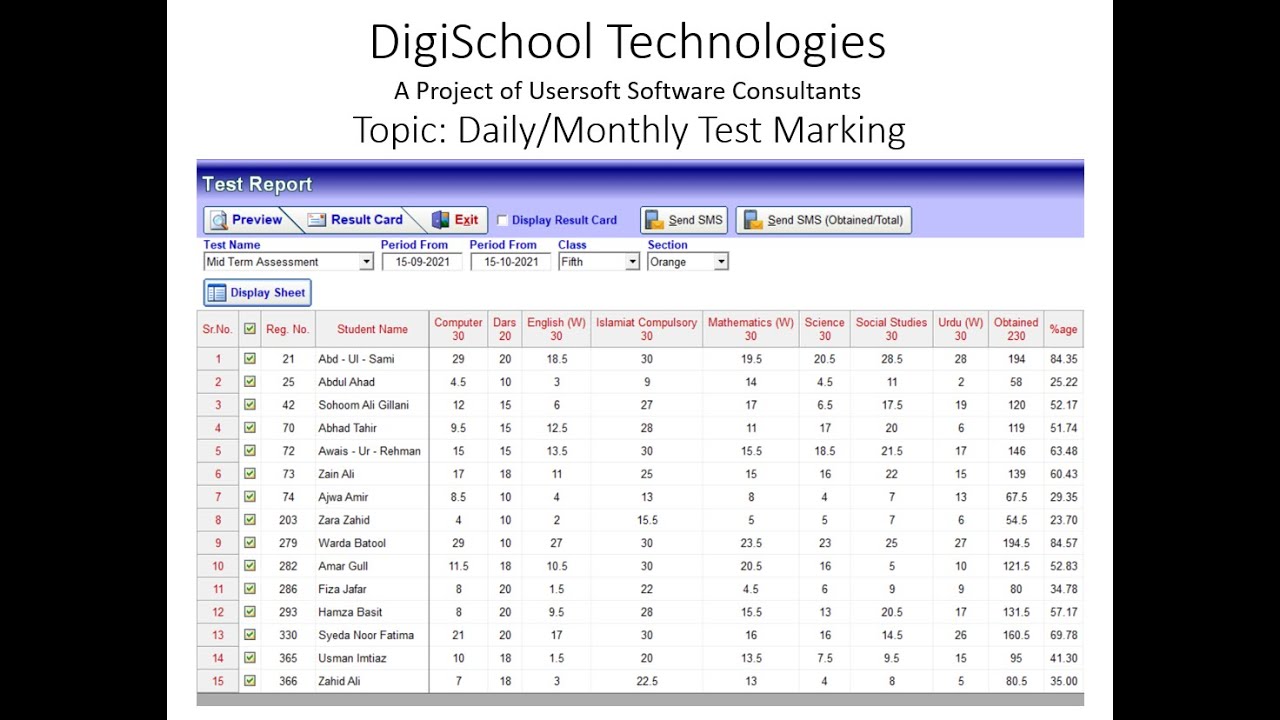 Daily, Monthly Test Marking
