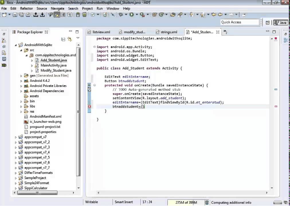 Sqlite Example With Android Part2
