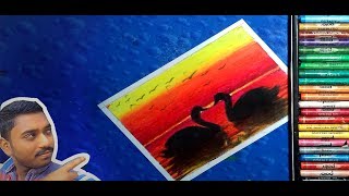 preview picture of video 'STEP BY STEP Swan with oil pastel || utsab sarkar || 2019'