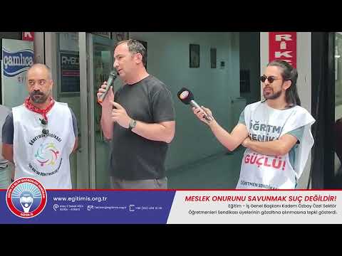 Genel Başkanımız Kadem Özbay, Özel Sektör Öğretmenleri Sendikası önünde yaptığı açıklamada, İstanbul’dan Ankara’ya yürüyen öğretmenlerin gözaltına alınmasına sert tepki gösterdi. | EĞİTİM İŞ
